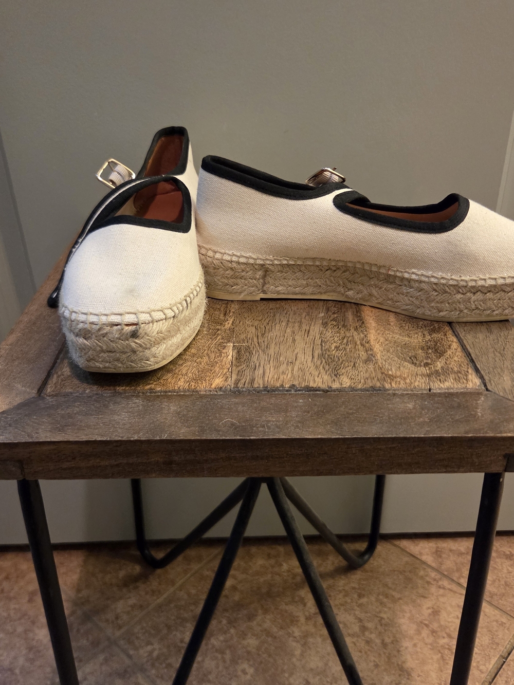 By Anthropologie Espadrille Platform Flats with Navy Trim